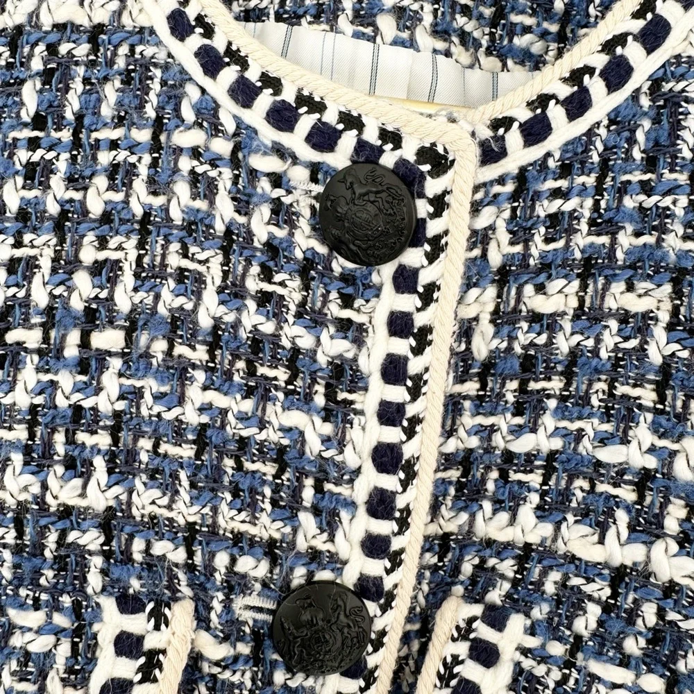 Veronica Beard • Brim Blue Tweed Cropped Jacket - Picture 7 of 16
